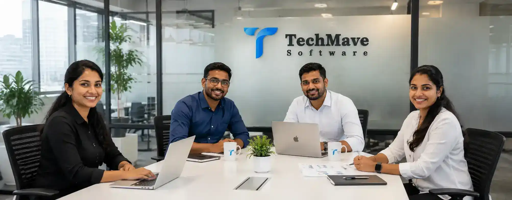 Futuristic modern tech office setup