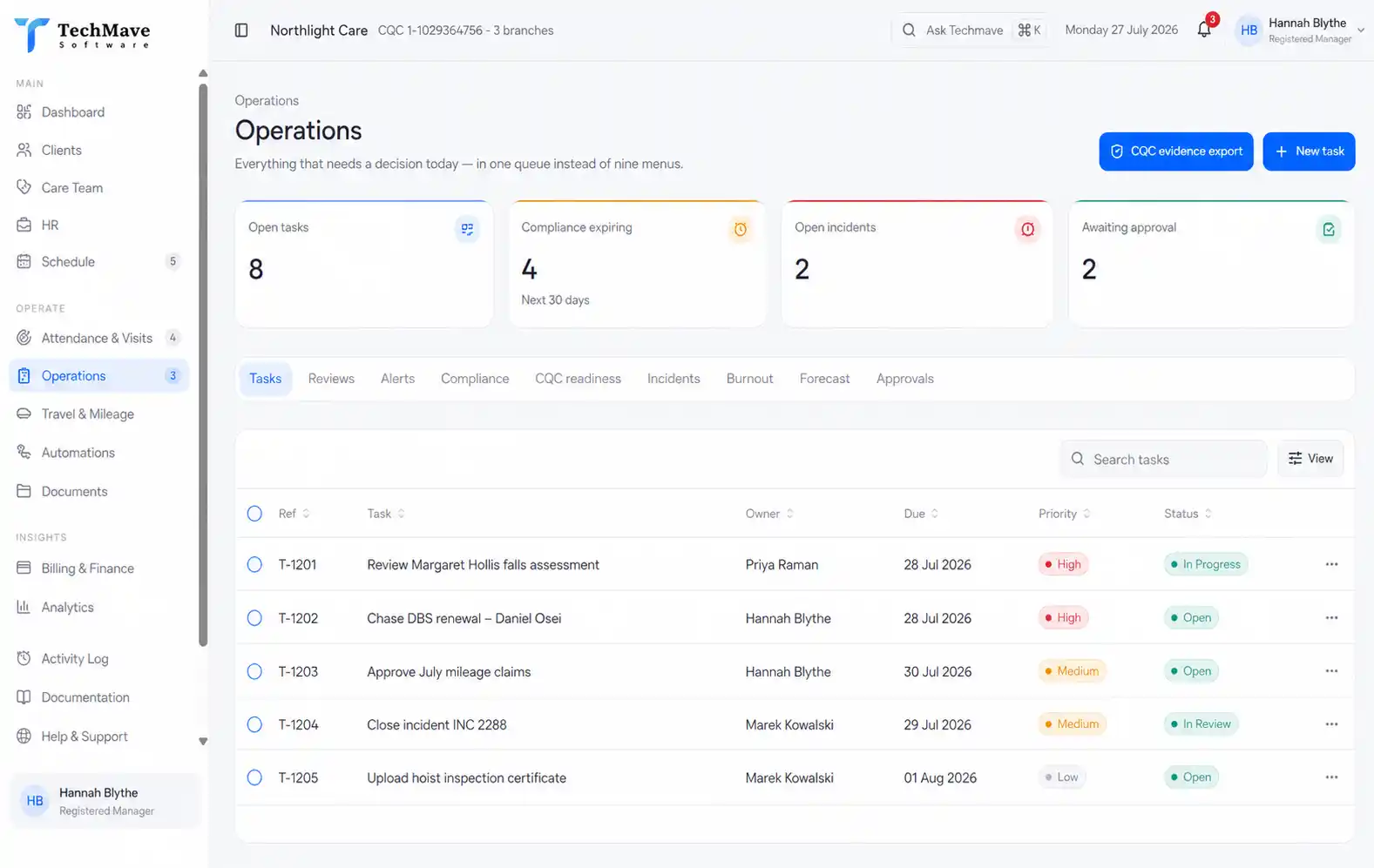 Staff Mileage and Expense Tracking Software Interface